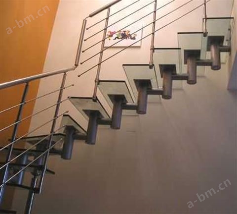 清瑛建材－凯撒钢质楼梯－脊索玻璃梯6